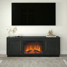 Evelyn&Zoe Tillman Rectangular TV Stand with 26" Log Fireplace for TV's up to 75", Black Grain! (NEW IN BOX)