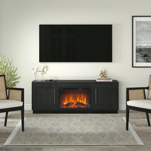 Evelyn&Zoe Tillman Rectangular TV Stand with 26" Log Fireplace for TV's up to 75", Black Grain! (NEW IN BOX)