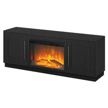 Evelyn&Zoe Tillman Rectangular TV Stand with 26" Log Fireplace for TV's up to 75", Black Grain! (NEW IN BOX)