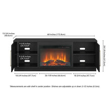 Evelyn&Zoe Tillman Rectangular TV Stand with 26" Log Fireplace for TV's up to 75", Black Grain! (NEW IN BOX)