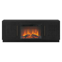 Evelyn&Zoe Tillman Rectangular TV Stand with 26" Log Fireplace for TV's up to 75", Black Grain! (NEW IN BOX)