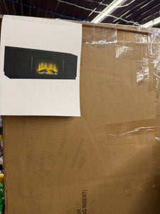Evelyn&Zoe Tillman Rectangular TV Stand with 26" Log Fireplace for TV's up to 75", Black Grain! (NEW IN BOX)
