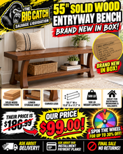 55” SOLID WOOD ENTRYWAY BENCH WITH STORAGE SHELF – BROWN!! (BRAND NEW IN BOX!)