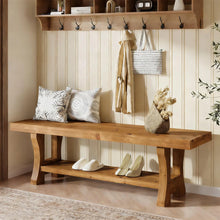 55” SOLID WOOD ENTRYWAY BENCH WITH STORAGE SHELF – BROWN!! (BRAND NEW IN BOX!)