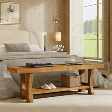 55” SOLID WOOD ENTRYWAY BENCH WITH STORAGE SHELF – BROWN!! (BRAND NEW IN BOX!)