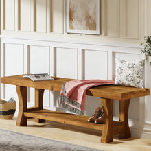55” SOLID WOOD ENTRYWAY BENCH WITH STORAGE SHELF – BROWN!! (BRAND NEW IN BOX!)