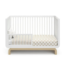 Storkcraft Santorini 5-in-1 Convertible Baby Crib, White with Driftwood! (NEW IN BOX)
