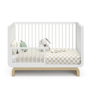 Storkcraft Santorini 5-in-1 Convertible Baby Crib, White with Driftwood! (NEW IN BOX)