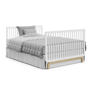 Storkcraft Santorini 5-in-1 Convertible Baby Crib, White with Driftwood! (NEW IN BOX)