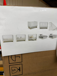 Storkcraft Santorini 5-in-1 Convertible Baby Crib, White with Driftwood! (NEW IN BOX)