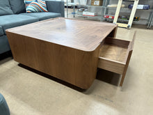 High-End Square Walnut Coffee Table with Hidden Storage! (NEW - SCRATCHED FROM SHIPPING!)