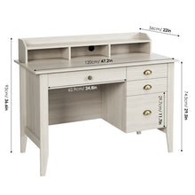 Homfa 47 in Computer Desk, Home Office Writing Table with 4 Drawers and Hutch Shelf, Oak White! (NEW IN BOX)
