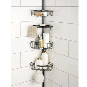 Mainstays 3-Shelf Tension Pole Shower Caddy, Steel, Oil-Rubbed Bronze**New in box**
