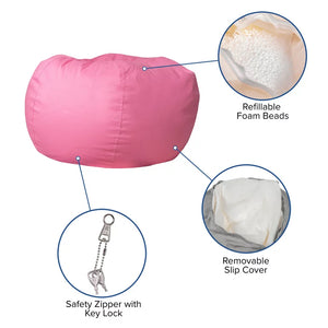 Flash Furniture Oversized Solid Light Pink Refillable Bean Bag Chair for All Ages**Used once, like new**