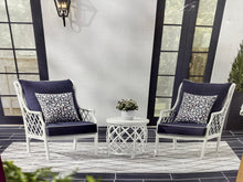 Shelbourne 3-Piece Aluminum Patio Conversation Set with CushionGuard Plus Midnight Blue Cushions! (NEW - ASSEMBLED IN BOX)