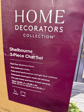 Shelbourne 3-Piece Aluminum Patio Conversation Set with CushionGuard Plus Midnight Blue Cushions! (NEW - ASSEMBLED IN BOX)