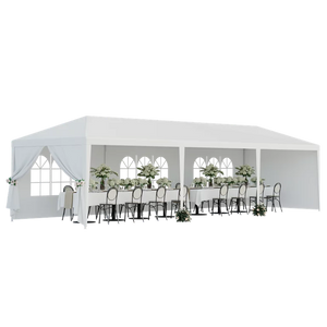 ZENY 10'x 30' White Gazebo Wedding Party Tent Canopy with 6 Windows & 2 Sidewalls**New in box**