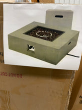 Noble House Zachary 40 in. x 12.5 in. Square MGO Propane Outdoor Patio Fire Pit in Light Grey with Tank Holder! (NEW IN BOX)