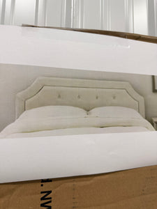 Vinedale Biscuit Beige Upholstered King Headboard with Notch Back and Tufting (77.8 in W. X 58.7 in H.)! (NEW IN BOX)