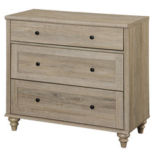 Mid-Century Modern Wooden Dresser with 3 Wide Drawers, Compact Storage Organizer for Bedroom, Nursery, Hallway, and Living Room, Gray Wash! (NEW IN BOX)