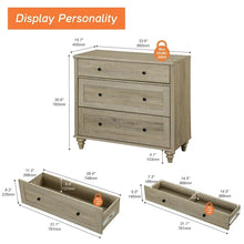 Mid-Century Modern Wooden Dresser with 3 Wide Drawers, Compact Storage Organizer for Bedroom, Nursery, Hallway, and Living Room, Gray Wash! (NEW IN BOX)