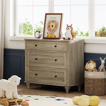 Mid-Century Modern Wooden Dresser with 3 Wide Drawers, Compact Storage Organizer for Bedroom, Nursery, Hallway, and Living Room, Gray Wash! (NEW IN BOX)