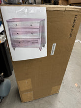 Mid-Century Modern Wooden Dresser with 3 Wide Drawers, Compact Storage Organizer for Bedroom, Nursery, Hallway, and Living Room, Gray Wash! (NEW IN BOX)
