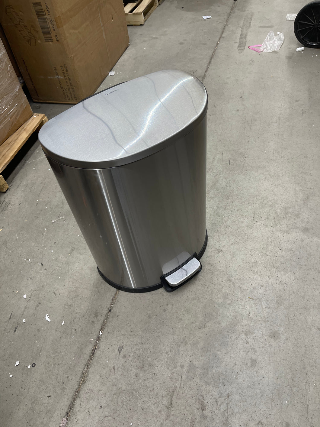 13.2 Gallon Stainless Steel D-Shape Step On Trash Can- new