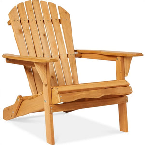 Best Choice Products Folding Adirondack Chair Outdoor, Wooden Accent Lounge Furniture w/ 350lb Capacity - Brown**New in box**