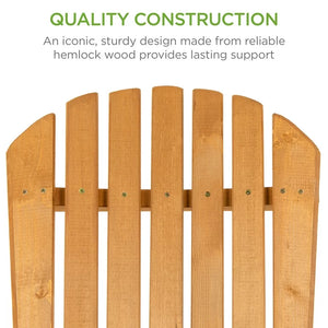 Best Choice Products Folding Adirondack Chair Outdoor, Wooden Accent Lounge Furniture w/ 350lb Capacity - Brown**New in box**