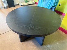 Better Homes & Gardens Lillian Fluted Round Expandable Dining Table, Black Wood Finish!! NEW AND ASSEMBLED(CHIPPED UP FROM SHIPPING)!!