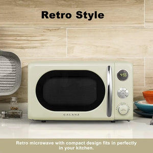 Galanz 0.7 Cu ft Retro Countertop Microwave Oven, 700 Watts, Cream, **New**