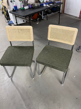 Crumley 18.8" H Upholstered Side Chair with Cane Rattan Back and Steel Frame (Set of 2)- new / assembled