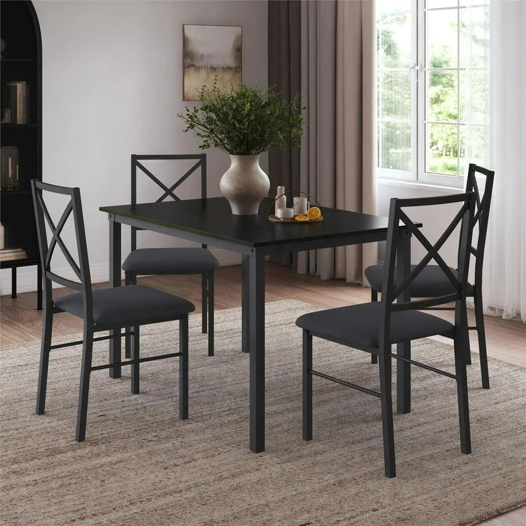 Mainstays 5-Piece Dining Table and Chair Set for 4, Black! (NEW IN BOX)