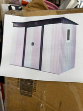 8 ft. W x 6ft. D Metal Outdoor Shed with Single Pitched Roof and Double Door and Window (48 sq. ft. ) in White and Black! (NEW IN BOX)