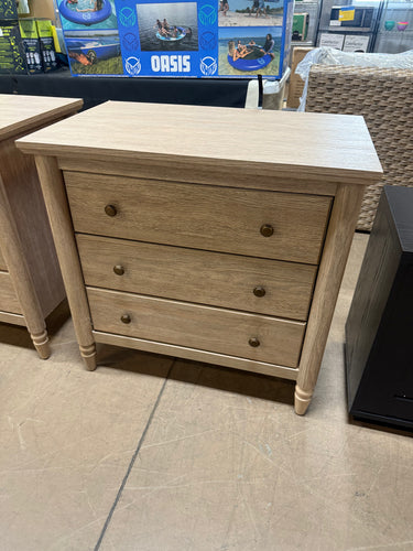 My Texas House Monroe 3 Drawer Nightstand with USB, Brushed Oak Finish!! NEW & ASSEMBLED!!