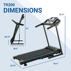 XTERRA Fitness TR200 Folding Treadmill: Xtrasoft Cushioned Deck, 5.5" LCD Display, 3 Manual Incline Levels! (NEW - PULSE DOES NOT WORK!)