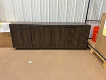 70" TV Stand for TVs up to 78" with Fluted Doors, Storage & Cable Management — Alder Brown Mid-Century Modern Media Console with Plinth Base for Living Room - WE DO NOT SHIP!!