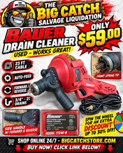 BAUER 23-FT AUTOMATIC-FEED ELECTRIC DRAIN CLEANER!! (USED - WORKS GREAT!)