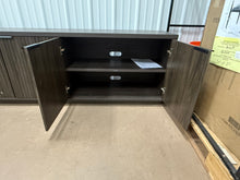 70" TV Stand for TVs up to 78" with Fluted Doors, Storage & Cable Management — Alder Brown Mid-Century Modern Media Console with Plinth Base for Living Room - WE DO NOT SHIP!!