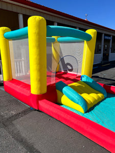 Play Day Jump 'N Away Kids Bouncer with Blower Included! (USED - PRETTY CLEAN!)

-Used, tested and works great, photos shown