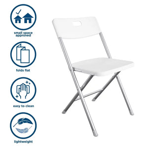 Mainstays Resin Seat & Back Folding Chair, White, 4-Pack!! NEW IN BOX!!