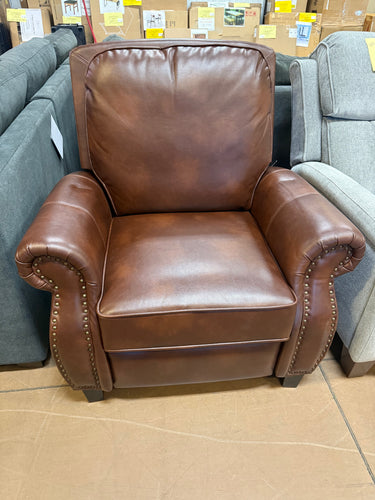 Ember Interiors Nathan Standard 2-Tone Brown Faux Leather Nailhead Recliner!! BRAND NEW!!