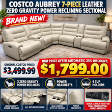 COSTCO AUBREY 7-PIECE LEATHER ZERO GRAVITY POWER RECLINING SECTIONAL!! (BRAND NEW!!) 🔥