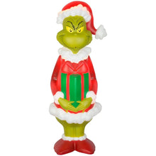 36 inch LED Lighted the Grinch with Christmas Present Blow Mold Green Christmas Décor Dr Seuss**New,minor scuffs from shipping**