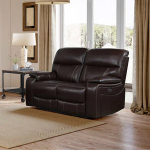 Fallon Leather Power Reclining Loveseat with Power Headrests! (New, minor scuff from shipping!)