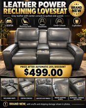 DOMINICK LEATHER POWER RECLINING LOVESEAT WITH POWER HEADRESTS & CENTER CONSOLE!! (BRAND NEW) 🔥