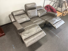 GRAY LEATHER POWER RECLINING SOFA WITH POWER HEADRESTS!! (DEPARTMENT STORE RETURN)