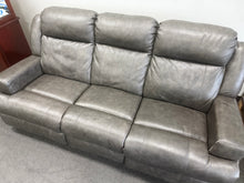 GRAY LEATHER POWER RECLINING SOFA WITH POWER HEADRESTS!! (DEPARTMENT STORE RETURN)