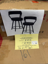 Lazzara Avignon 25 in. Dark Gray Metal Swivel Counter Height Chair with Black Faux Leather Seat (Set of 2)! (NEW IN BOX)